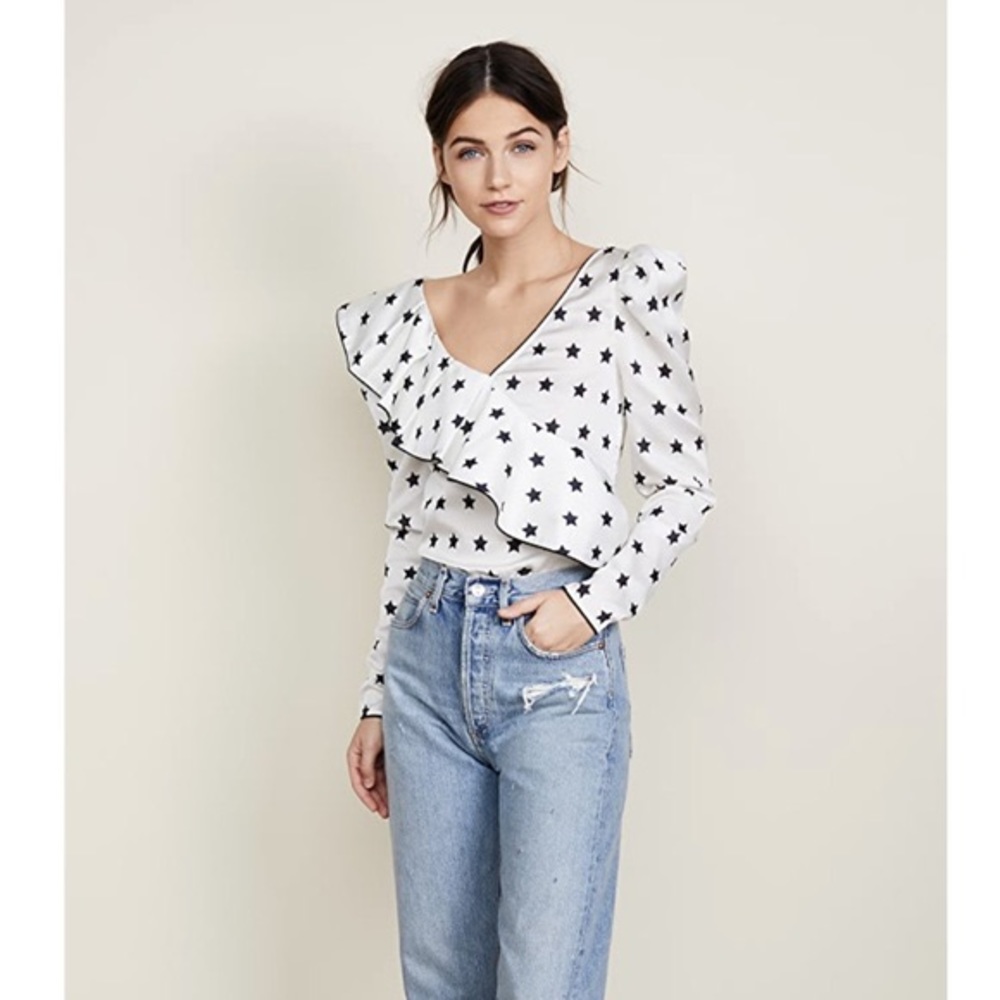 Self Portrait Star Frill Satin Top